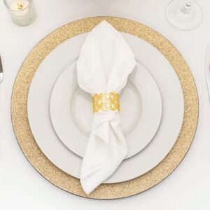 American Atelier Set of 4 Gold Dazzle Electroplated Charger 13” Plates